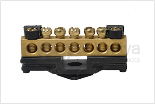 Brass Neutral Links 7 Way with Base